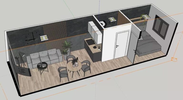 Realizace – Kontejnerový dům 10x3 m